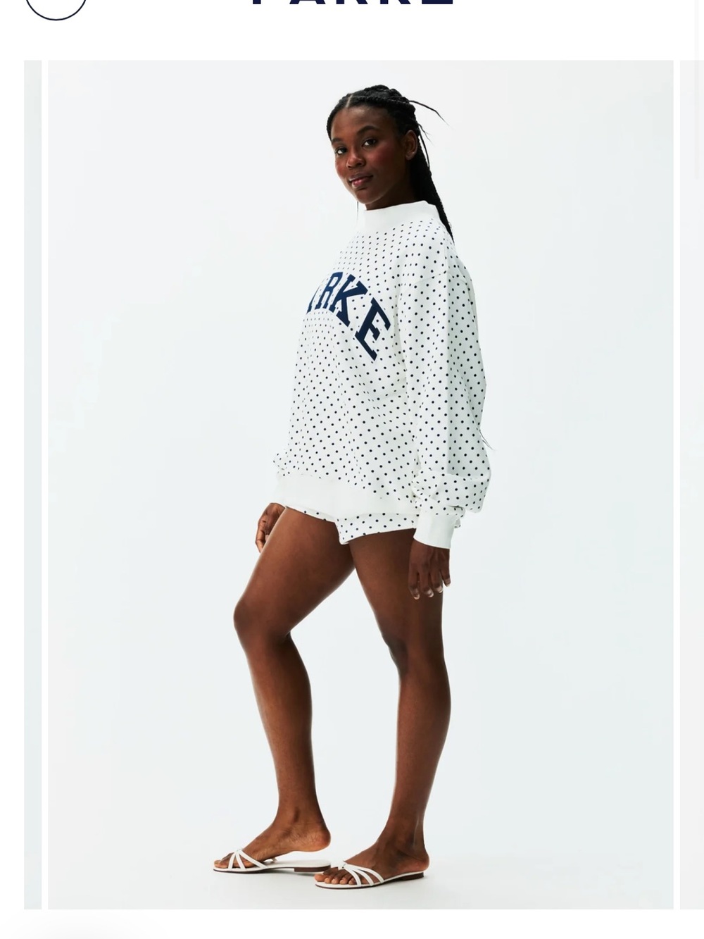 Ready to ship!!! PARKE White Polka Dot Crewneck Sweatshirt S/M - Picture 2 of 5